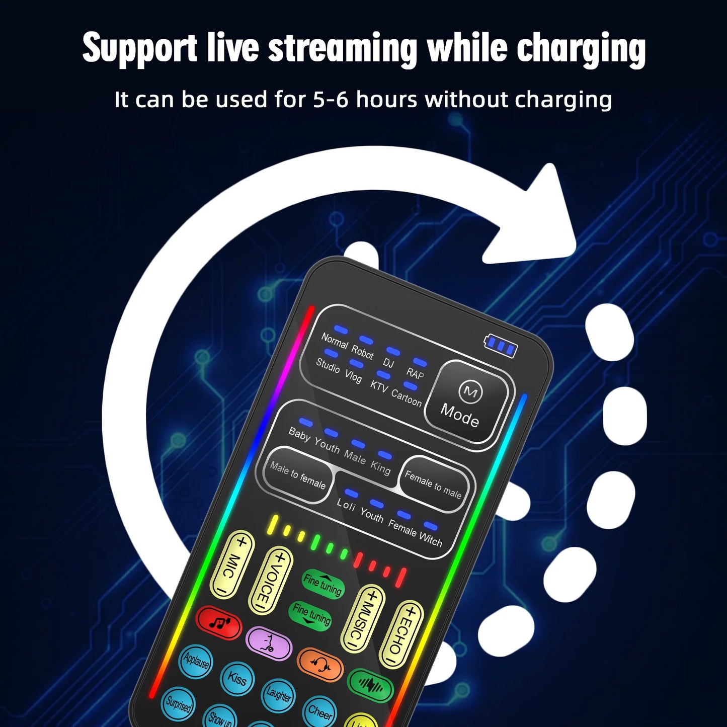 I9 Voice Changer Set Multifunction Portable Recording Sound Card+Microphone+Earphones for Game Recording Computer Sound Changer