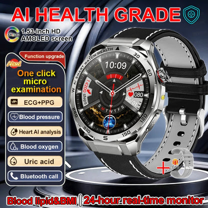 Smartwatch ECG High-End dla mężczyzn Ciśnienie krwi Lipidy Tlen we krwi Analiza ciała Kwas moczowy Monitor Zdrowia Smartwatch dla mężczyzn i kobiet