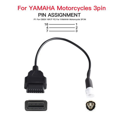 For Yamaha 3/4 /6 Pin To OBD2 Connector Motorbike OBDII Diagnostic Cable OBD Fault Code Reader Adaptor Extension Cable