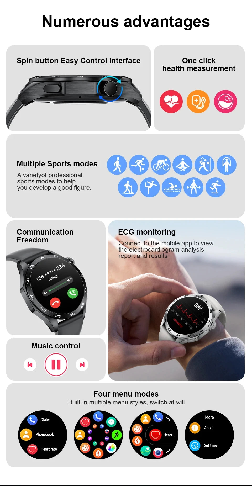 LIGE Micro Physical Examination ECG Smart Watch Men Bluetooth Call Heart Rate Blood Pressure Oxygen Health Smartwatch 2025 New