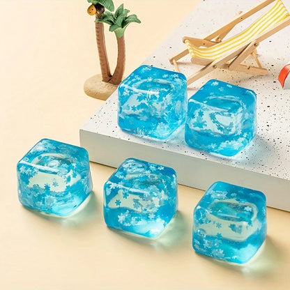 3/4.5/5.5CM Ice Cube Squishy Toy Stress Relieving Soft Touch Slow Rebound Stretch Squeeze Snowflake Ice Cube Xmas Gift for Adult