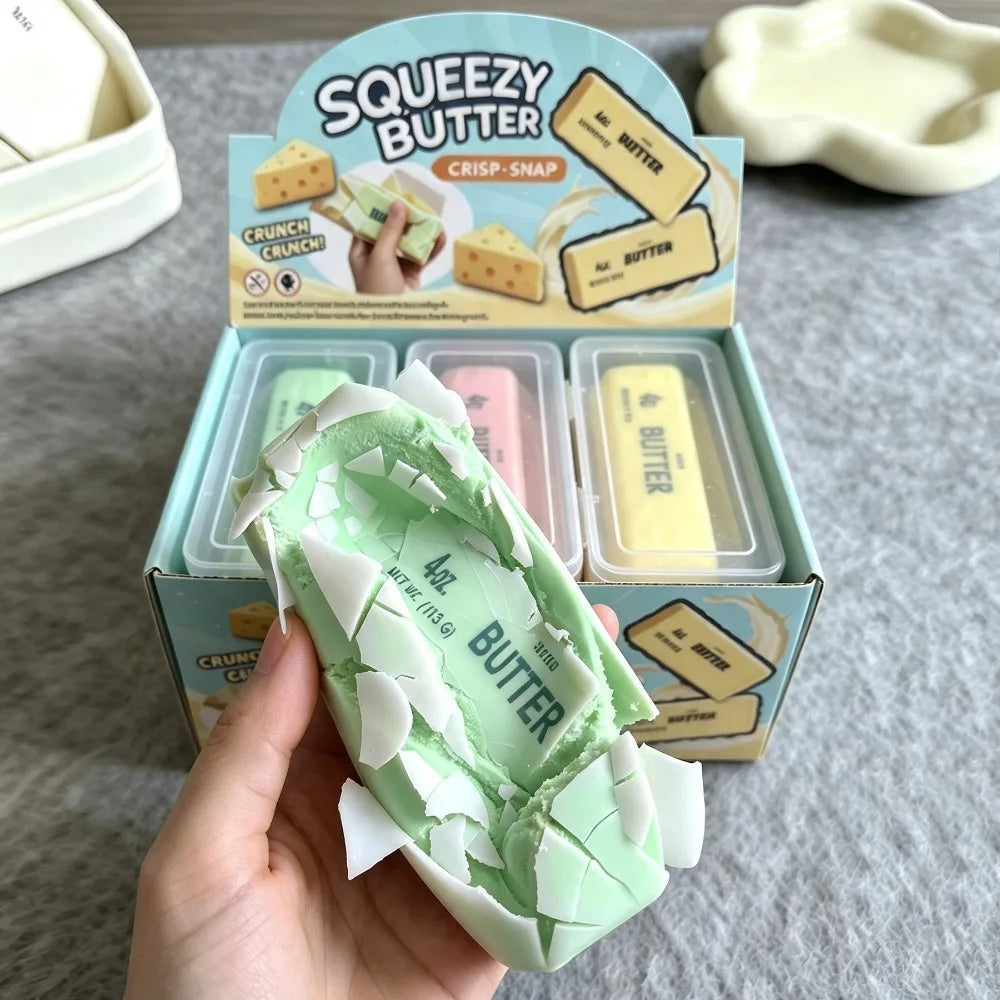 Wax Coating Butter Stick Squishy Sensory Fidget Finger Relax Crunchy Butter Stick Sound Crispy Pinch Butter Bar Toy