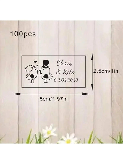 100 Wedding Bubble Tags Bubble Stick Transparent Tags, Wedding Stickers, Transparent Tags, Custom Names and Dates