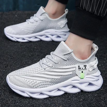 Men Sports Running Black Jogging Shoes Casual Sneakers Outdoor Breathable Mesh Women Light Shock-absorption Black Tennis