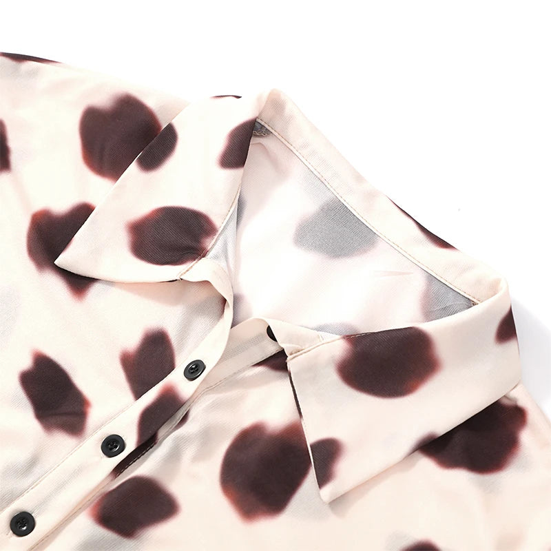 Sexy Printed Shirt-style Women's Dress Full Sleeve Turn-down Collar Button Detachable Scarf Dresses 2026 Summer Chic Female Robe