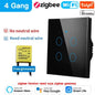 Tuya Wifi/Zigbee RF433 EU Smart Wall Switch 1/2/3/4 Gang Touch Sensor Button No-Neutral Wire,Voice With Alexa Google Home