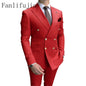 Fanlifujia Double Breasted Men Suit Pink Two Pieces Slim Fit 2024 Italian Wedding Costume Party Prom Gold Button Male Suit