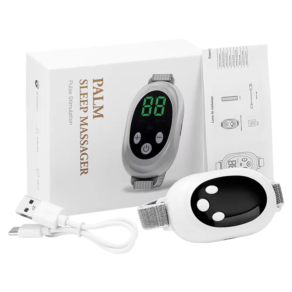 Microcurrent Sleep Aid Device CES Palm 15 Level Pluse Stimulation Massager Sleep Instrument for Insomnia Stress Anxiety Relief