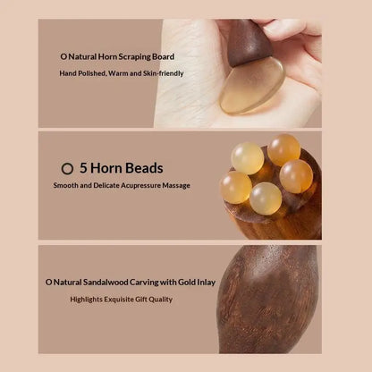 Natural Facial Beauty Massager Lotus Seedpod Brass Bead Rosewood Gua Sha Tool Non-Irritating for Gentle Face Lifting Massage
