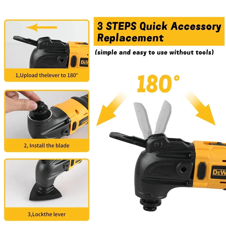 DEWALT 21V Brushless Cordless Oscillating Multi-Tool with 5 Accessories Tool-Free Quick Change for Cutting Sanding Grout Removal