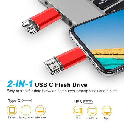 NOWY Pendrive OTG 2 w 1 typu C 128 GB 64 GB Szybki dysk flash USB OTG Pendrive 64 GB 128 GB Dyski flash USB OTG 2 w 1 typu C