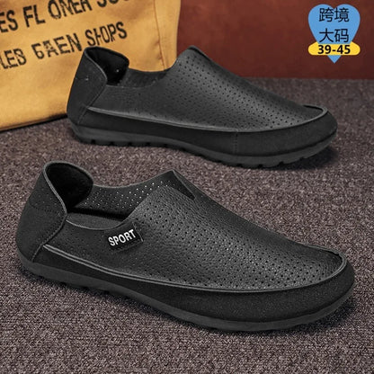 Yellow Breathable Men Loafers Slip On Casual Shoes Summer Hollow Out Driving Moccasins Plus Size 45 Soft Non-slip Flats Footwear