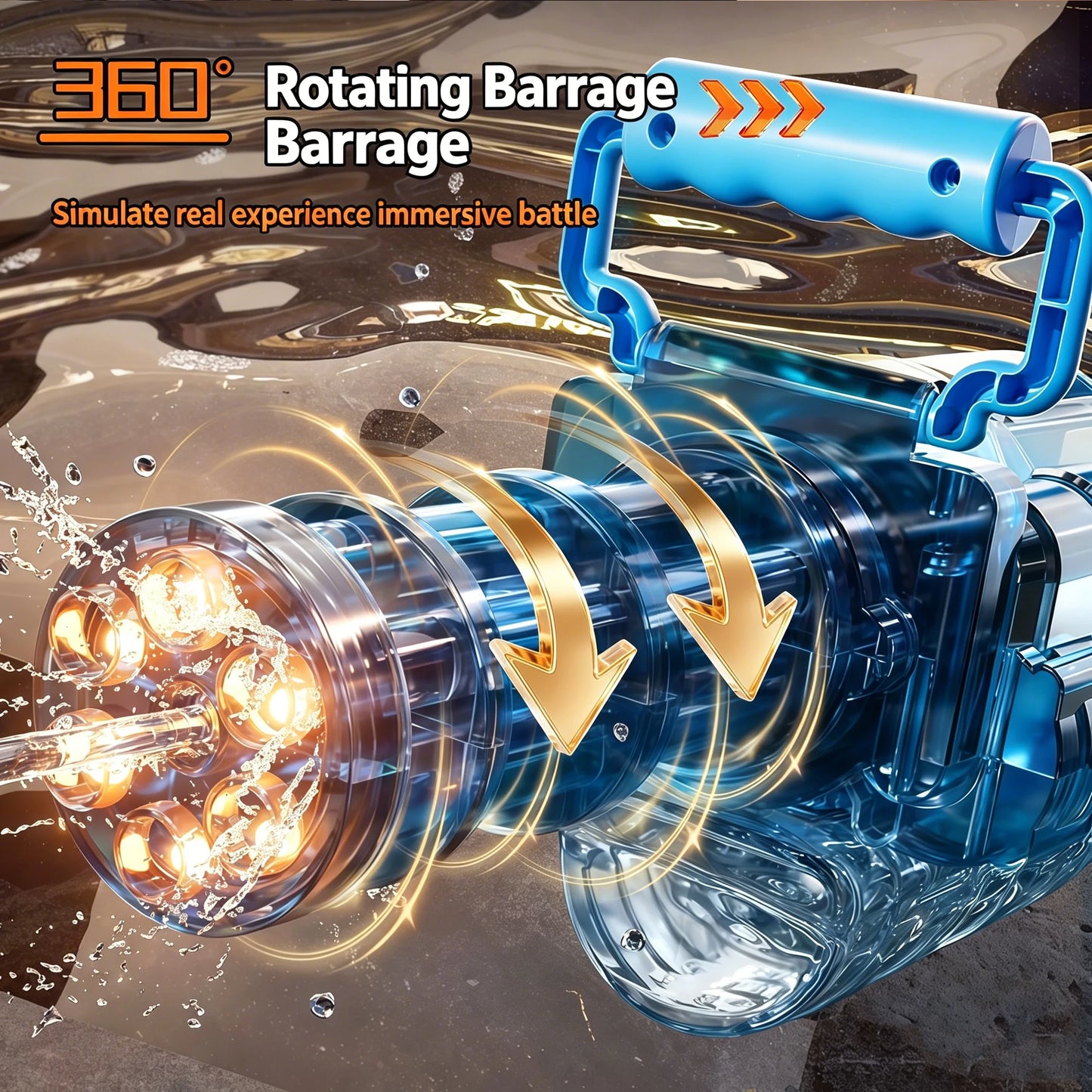 Auto Gatling Water Cannon Rotating High-Pressure Large Capacity Gatling Water Gun Toy Adults Outdoor Summer Fun Play Kid Gifts