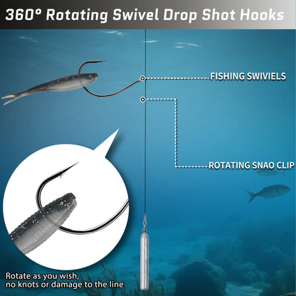 9KM Drop Shot Hook Bass Fishing Hooks 50-200pcs Black Nickel Wacky Hooks for Drop Shot Rig Wacky Rig Saltwater Freshwater