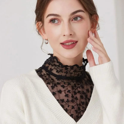 Beautiful Petal Fake Collar Black Lace False Blouse Detachable Lapel False Collar Sweater