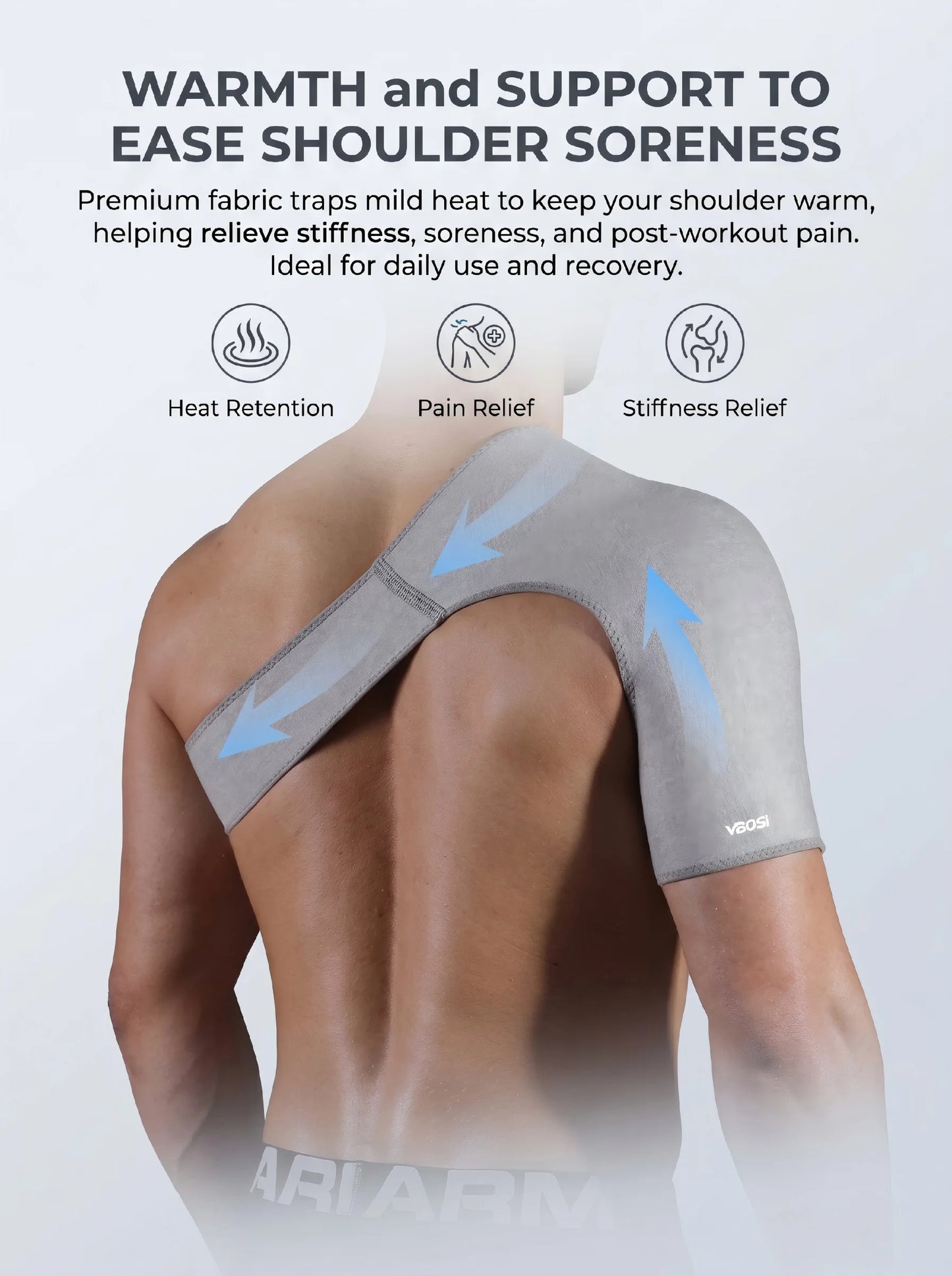 VBOSI Adjustable Compression Shoulder Support Brace Breathable Sports Shoulder Wrap for Men Women Gym Basketball Pain Relief Inj