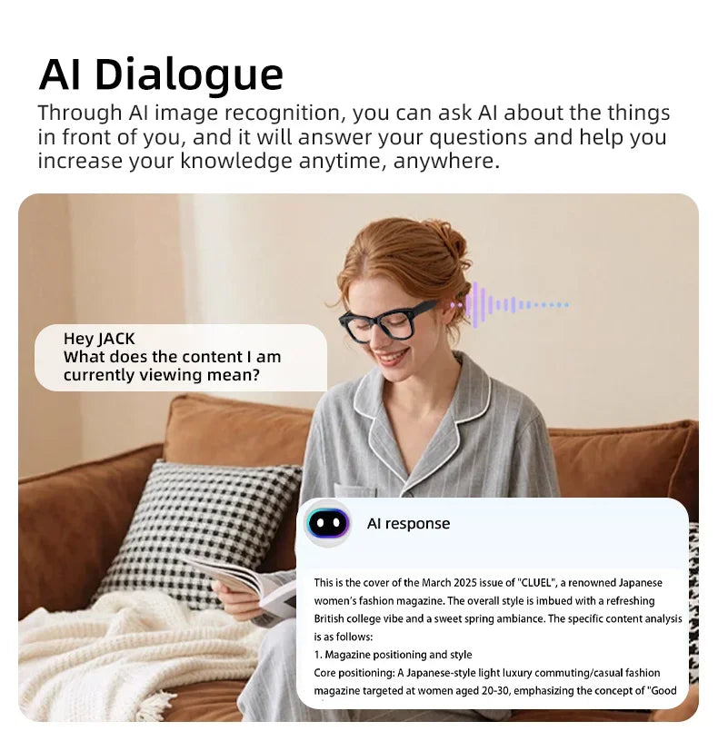 2026 New Smart Glasses Video Recording AI Dialogue Translation 800W HD Camera EIS Anti-Shake Shooting Smart Glasses Men Women