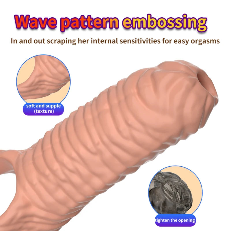 Penis Sleeve Reusable Sexy Toys for Men Penis Silicone Cock Sleeve Massage Adult Products For Woman Gay Penis Toys Sexual Goods