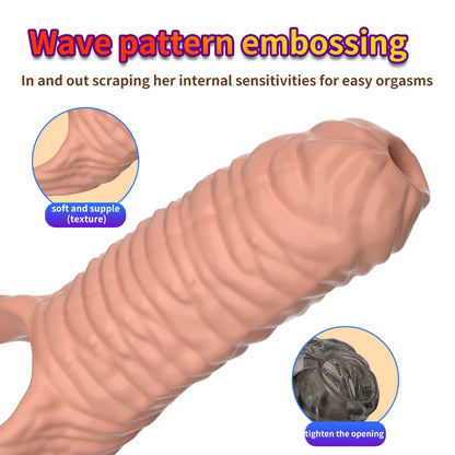 Penis Sleeve Reusable Sexy Toys for Men Penis Silicone Cock Sleeve Massage Adult Products For Woman Gay Penis Toys Sexual Goods