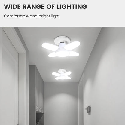 E27 Fan Shape Foldable 28W LED Bulb AC220V/110V Deformation for Home Ceiling Lights Warehouse and Garage White Light 6500K Bulb