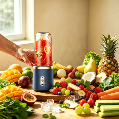 6 Blades Double Cups Portable USB Rechargeable Mini Electric Juicer Bottle Personal Fruit Smoothie Blender Home Gym Camping