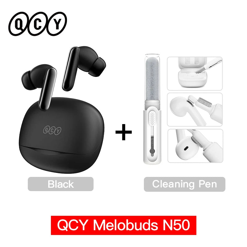 QCY Melobuds N50 ANC Bluetooth 5.4 Słuchawki Bezprzewodowe z Aktywną Redukcją Szumów 6 Mikrofonów Czyste Połączenia Wielopunktowe