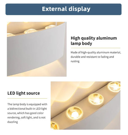 LED Wall Lamp AC110-265 IP65 Outdoor Waterproof Aluminum Wall Light Up Down luminous lighting Indoor  Stair Garden Sconce Light