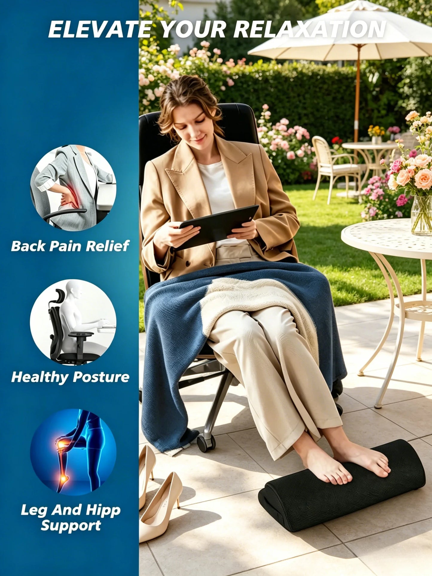All-Day Comfort Memory Foam Leg Elevation Foot Pillow, Non-Slip Under Desk Foot Rest Stool, Reduce Swelling Foot Support for Hom