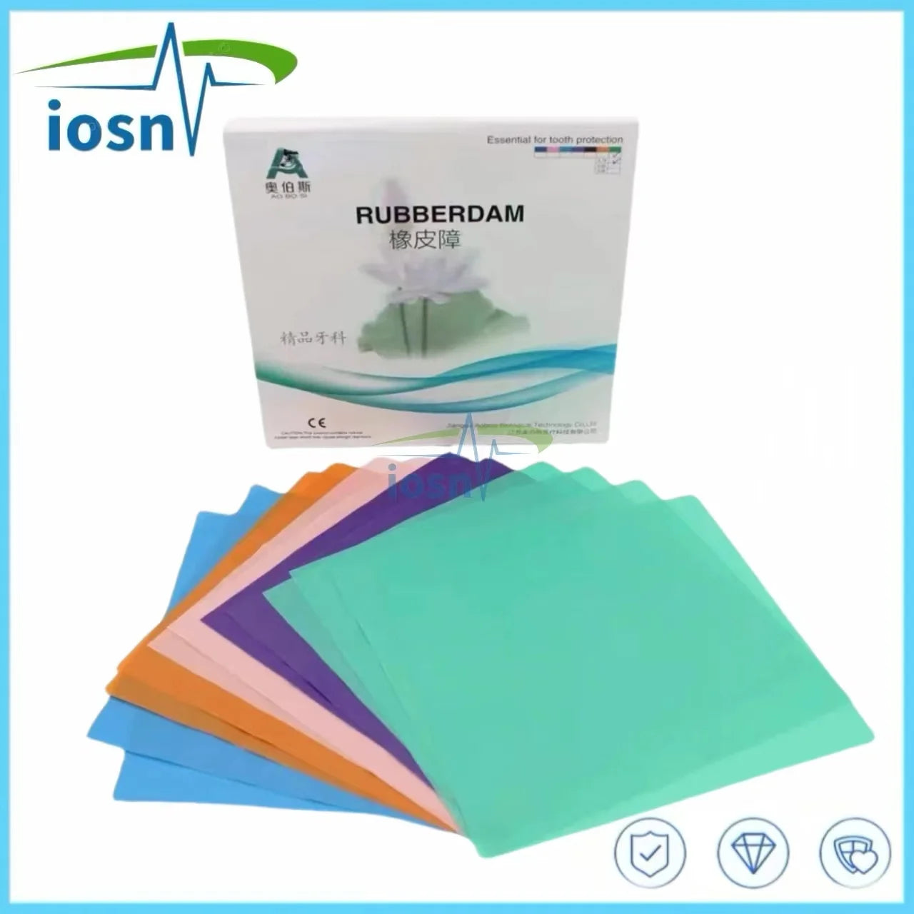 Non Sterile High Quality Dental Dam Natural Rubber Latex Dam Nnti-allergy 52pcs 5“x5” / 36pcs 6"x6" Oral Care Materials
