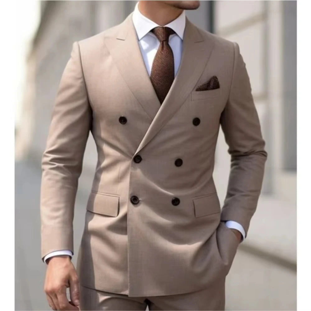 Men's Wedding Tuxedo Suit Formal Sparkling Pink 2-Piece Suit with Black Button Daily Wear