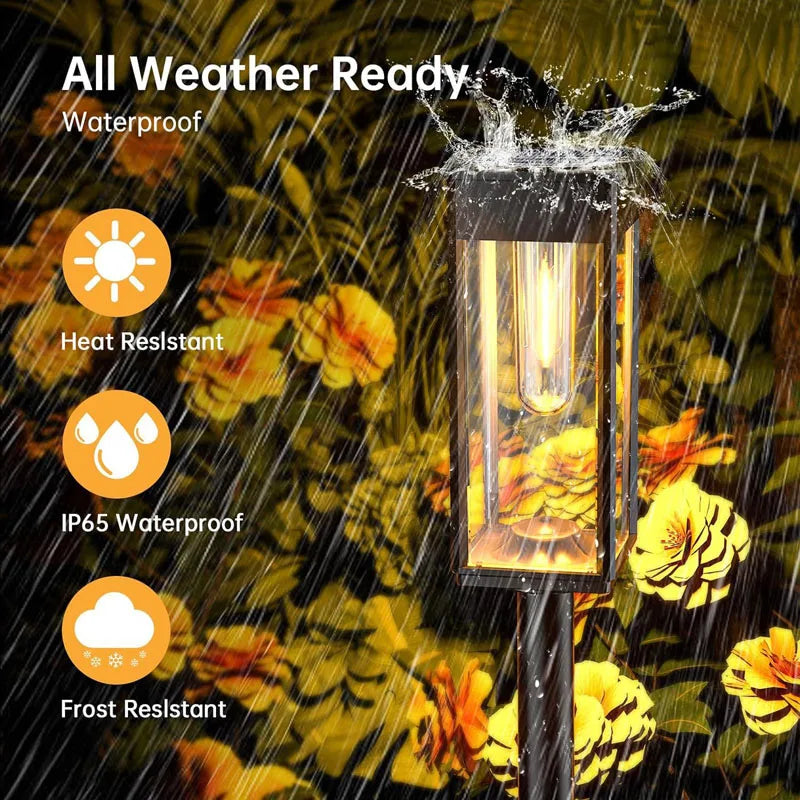 2/4/6Pcs Retro Solar Pathway Warm Lights Outdoor Waterproof Garden Incandescent Bulb for Walkway Yard Backyard Landscape Decor