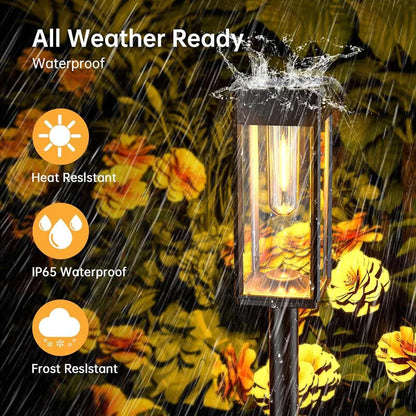 2/4/6Pcs Retro Solar Pathway Warm Lights Outdoor Waterproof Garden Incandescent Bulb for Walkway Yard Backyard Landscape Decor
