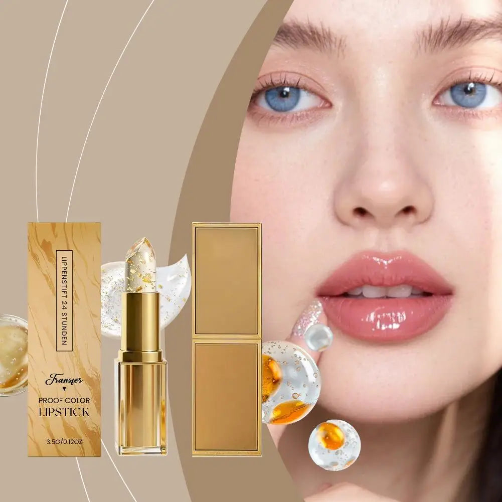 Gold Crystal PH Color Changing Lipstick Hyaluronic Acid Moisturizing Lip Balm Fade Lip Line Relieve Dryness Non Greasy Lip Gloss