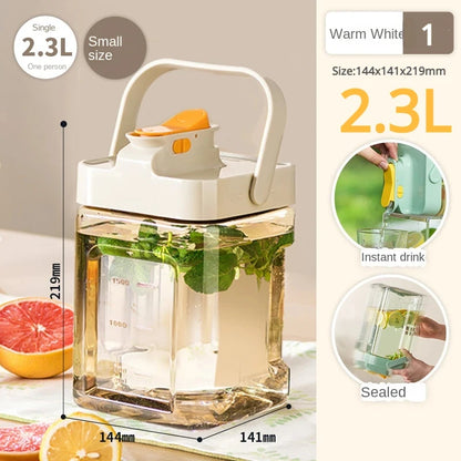 2.3/3.5l Refrigerator Cold Water Bottle With Faucet Large Iced Beverage Dispenser Beverage Juice Dispenser Kitchen Drinkware