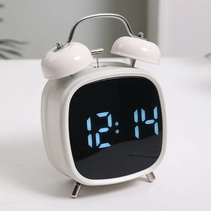 Voice Control Digital Alarm Clock Double Bell Super Loud for Heavy Sleeper Night Mode 12/24H Night Anti-disturb Table LED Clock