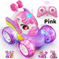 Unicorn Remote Control Car for Girls, 360° Rotating 4WD Stunt RC Cars with Cute Lights, Rechargeable Toys-Kid for Birthday Gifts