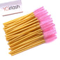 50 Pcs Shiny Crystal Eyelash Applicator Disposable Diamond Handle Nylon Two Colors Mascara Wands Spoolies Pink Brushes