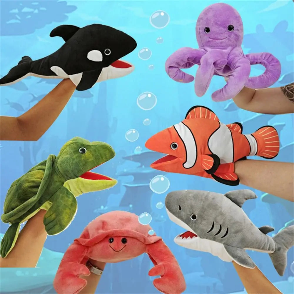 Kids Toy Hand Doll Sea Animal Puppets Stuffed Animal Turtle Whale Plush Shark Puppet Octopus Crab Telling Story Early Education