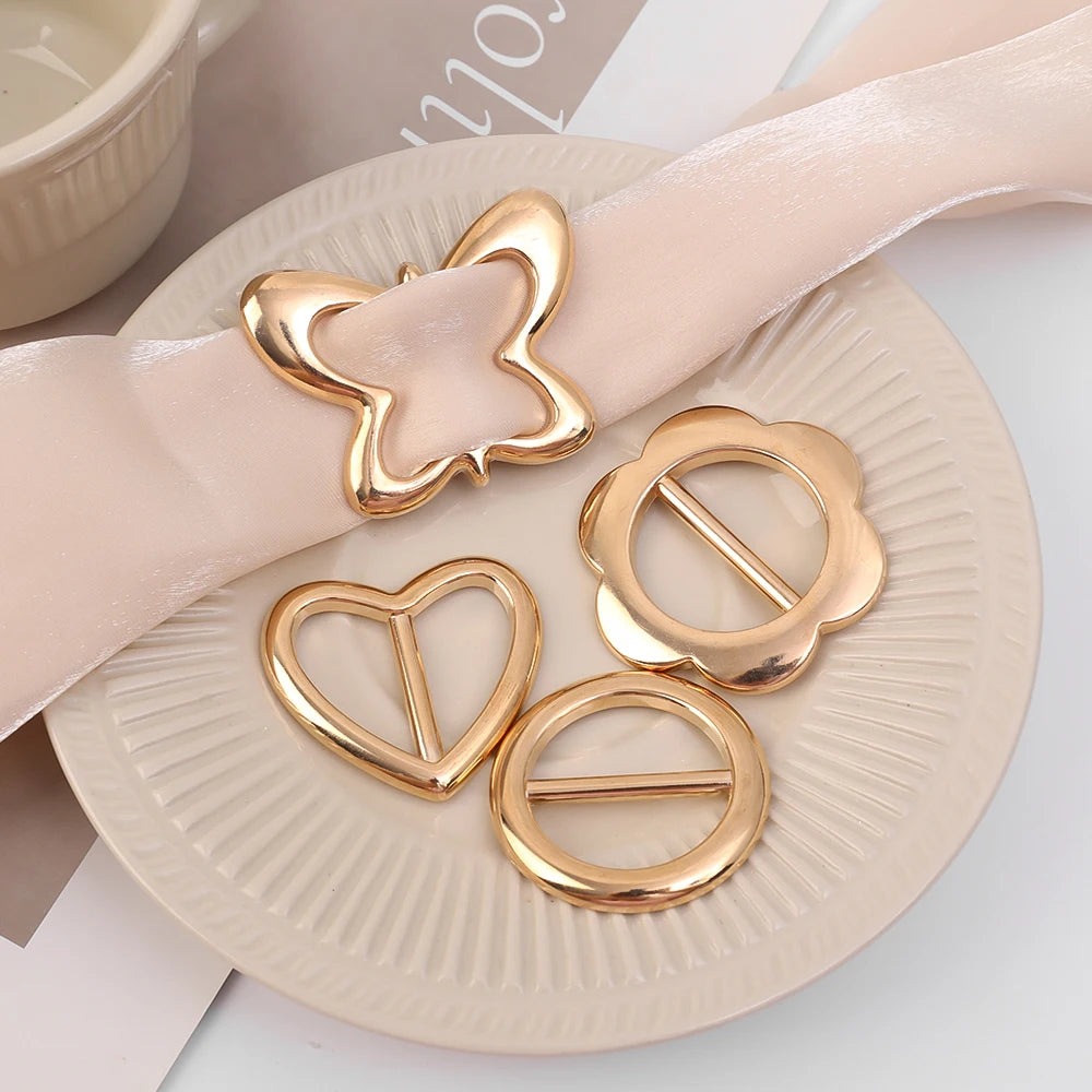 T-shirt Heart Butterfly Scarf Brooches Silk Scarf Buckle Brooch Shawl Ring Clip Scarves Fastener Knotted Button Pin Accessories