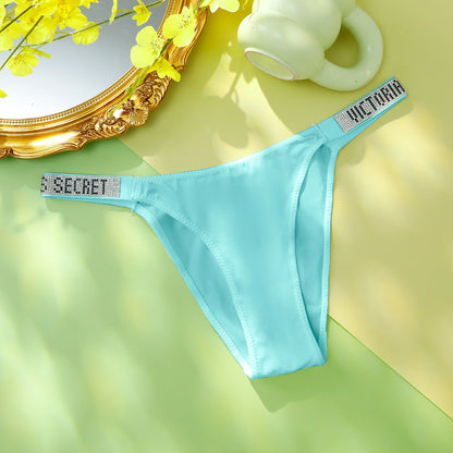 Victoria's Secret Women's Classic Striped Versatile Lace Sexy Panties Shaping Breathable Soft V-Chain Underwear Thong