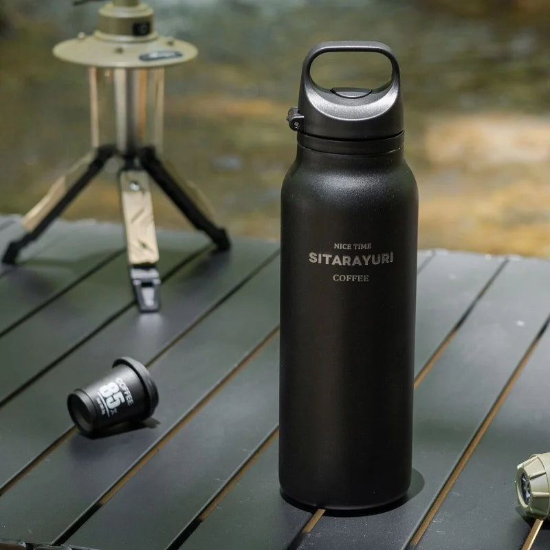 JUSTINLAU 600ML Insulated Bottle with Pop-up Lid Stainless Steel Keep Hot＆Cold Thermal Mug Outdoor Sports/Travel Water Cups