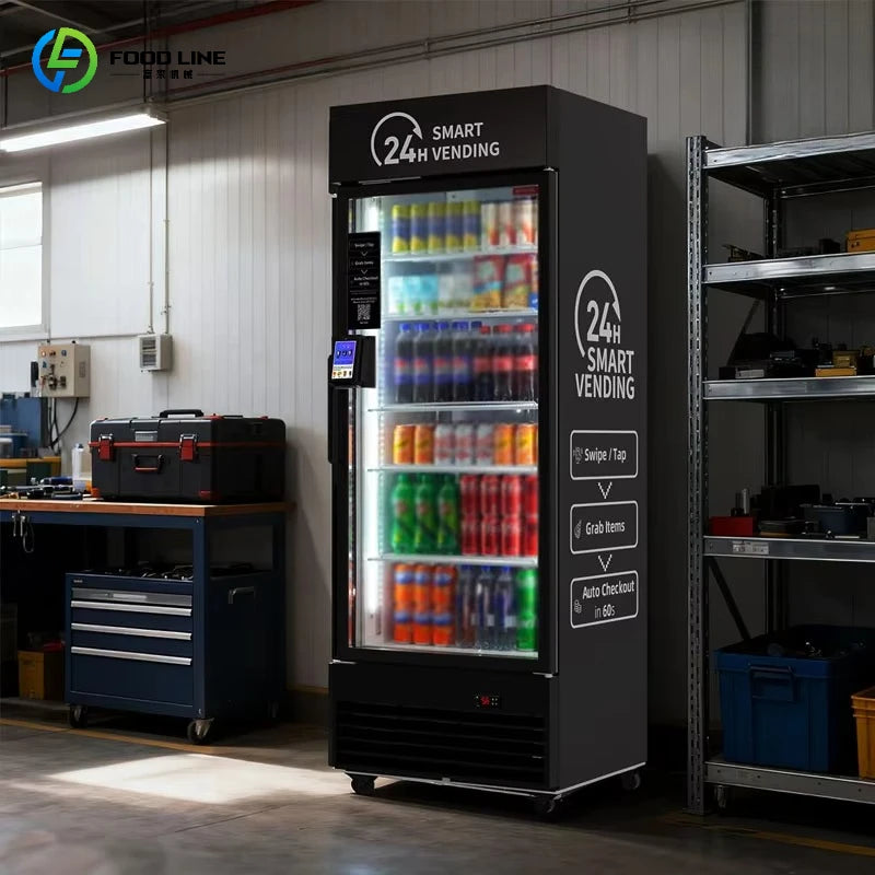 Customized Smart Fridge AI Camera Automatic Vending Refrigerated Snacks Beverage Machine
