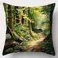 Creative home decoration pillowcase, forest trail painting pillowcase: renewing the natural style of home furnishing
