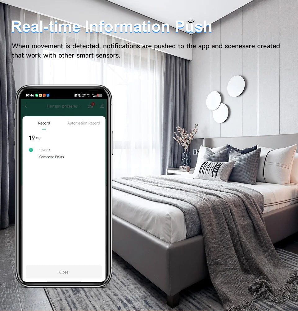 Tuya 10G Mmwave Human Motion Sensor Zigbee Smart Presence Detector Indoor Security Alarm System With App Control