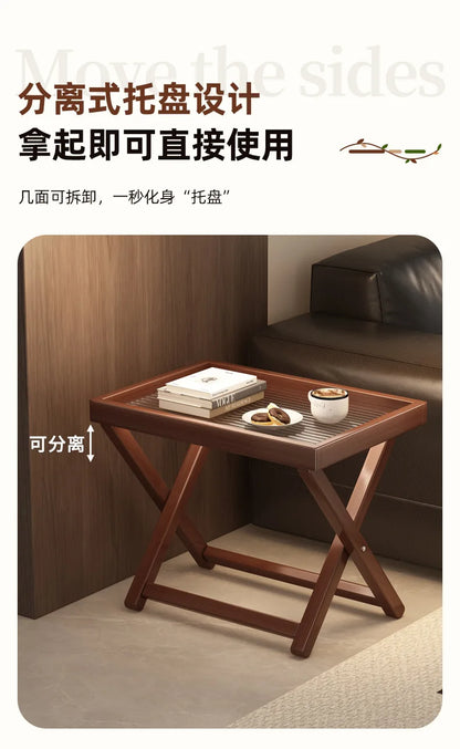 Space-Saving Foldable End Table: Minimalist Corner & Couch Side Table with Shelf – Perfect for Living Room, Balcony or Bedside