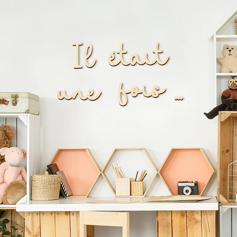 Once Upon A Time Sign Wooden Wall Sticker Wood Wall Stickers Wall Decor Wood Lettering for Reading Nook or Room Decoration
