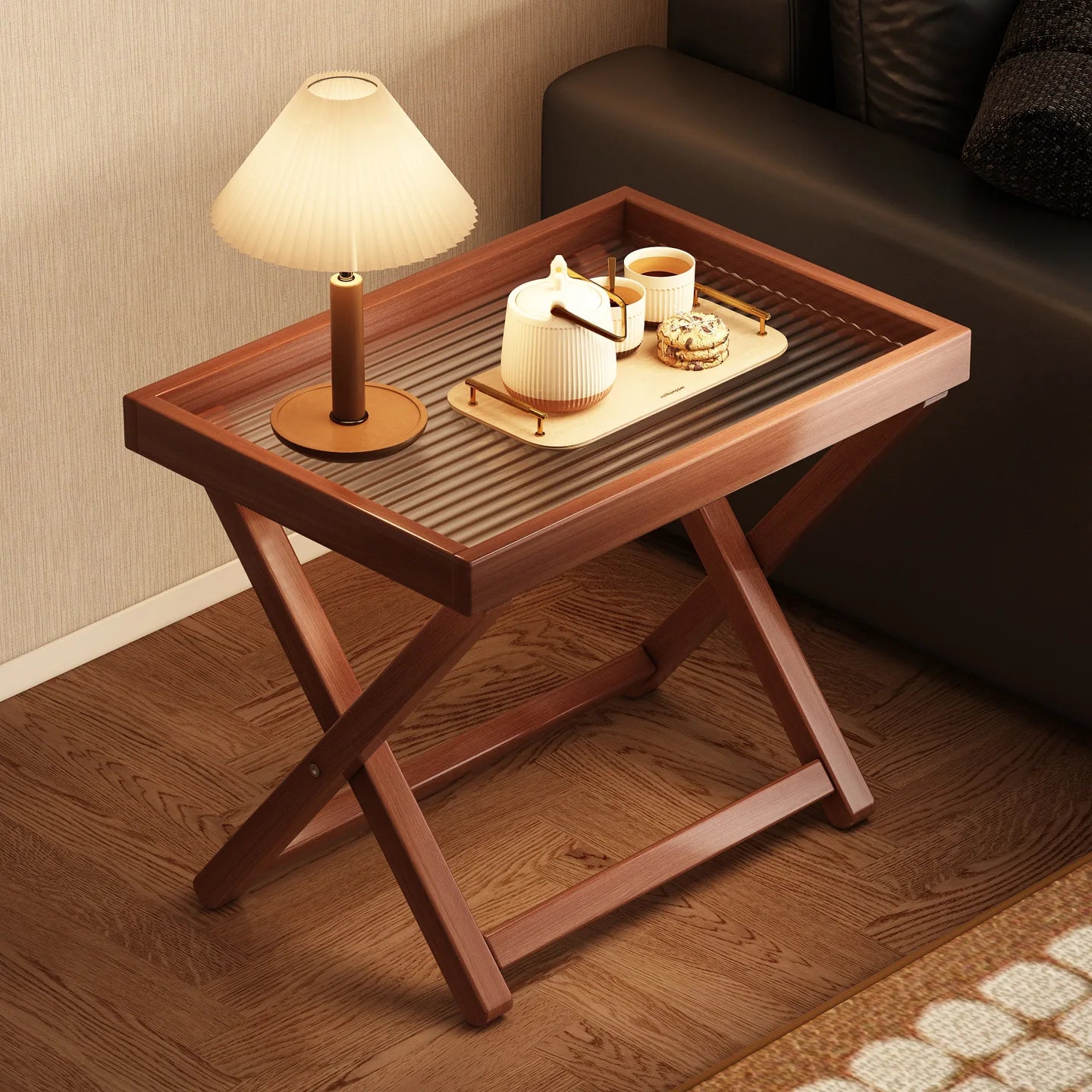 Space-Saving Foldable End Table: Minimalist Corner & Couch Side Table with Shelf – Perfect for Living Room, Balcony or Bedside