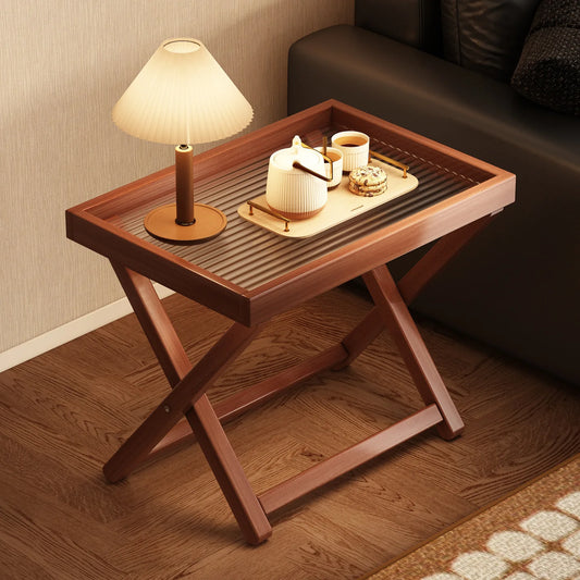 Space-Saving Foldable End Table: Minimalist Corner & Couch Side Table with Shelf – Perfect for Living Room, Balcony or Bedside
