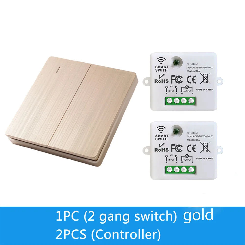 86 Wireless Smart RF 433Mhz 100-220V Wall Panel with Remote Control Mini Relay Receiver Home Led Light Lamp Switch