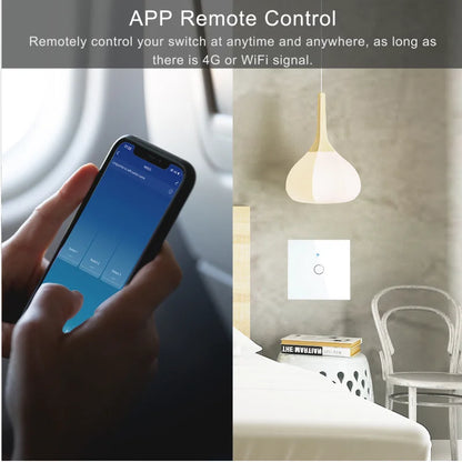 WiFi Smart Switch EU Light Wall Touch Switch 220V No Need Neutral Wire Tuya Smart Life Work with Alexa Google Home 1/2/3Gang